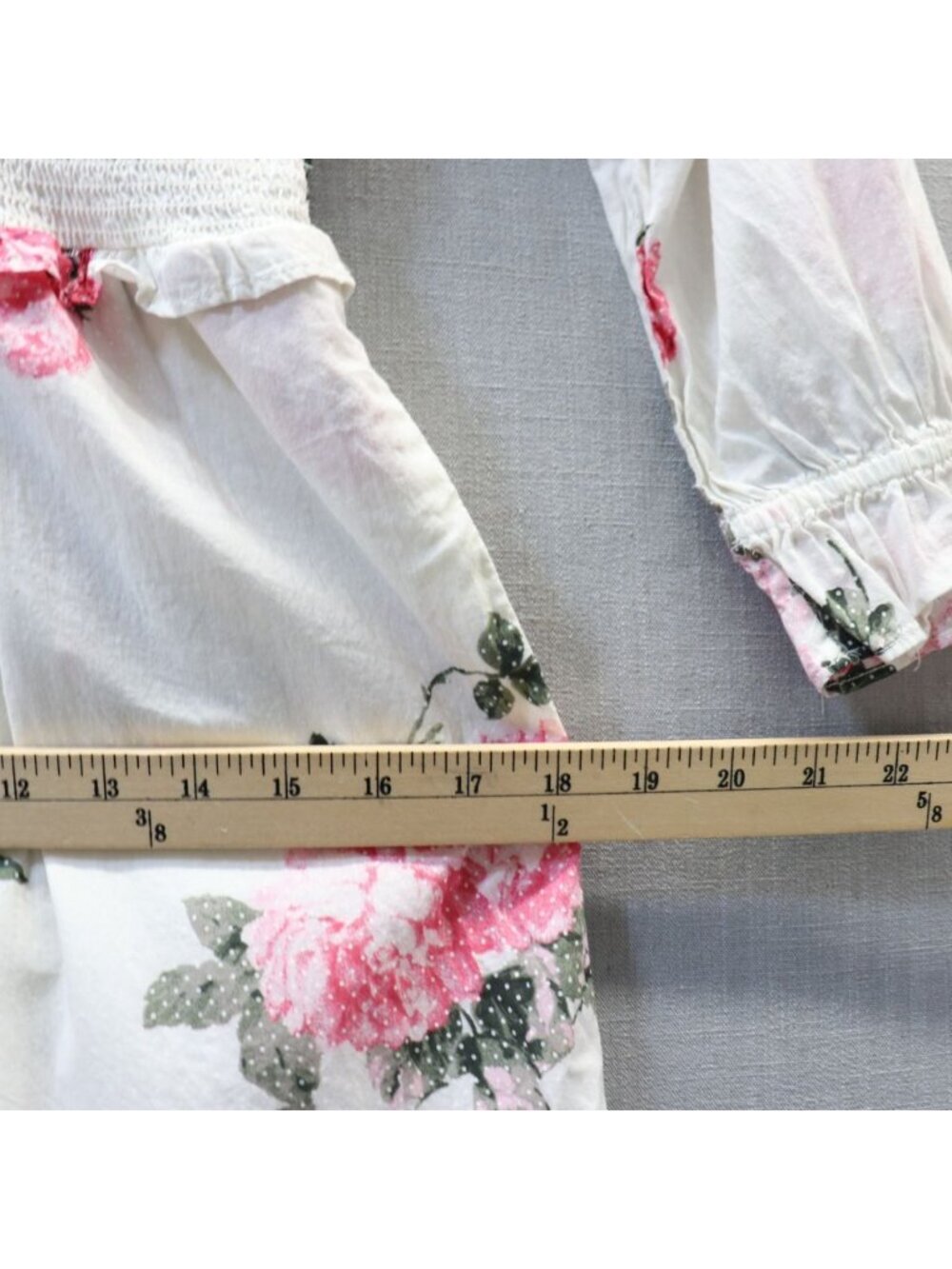 LoveShackFancy Firefly Dress Paradise Pink Floral Smocked Midi S/M Cotton V-Neck - Picture 14 of 16